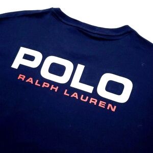 Polo Ralph Lauren Blue Embroidered P Patch XL Navy Long Sleeve Graphic T Shirt